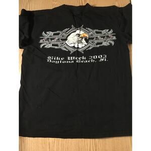 Mens Vintage Daytona Beach Florida Bike Week 2003 T-shirt Black size Medium